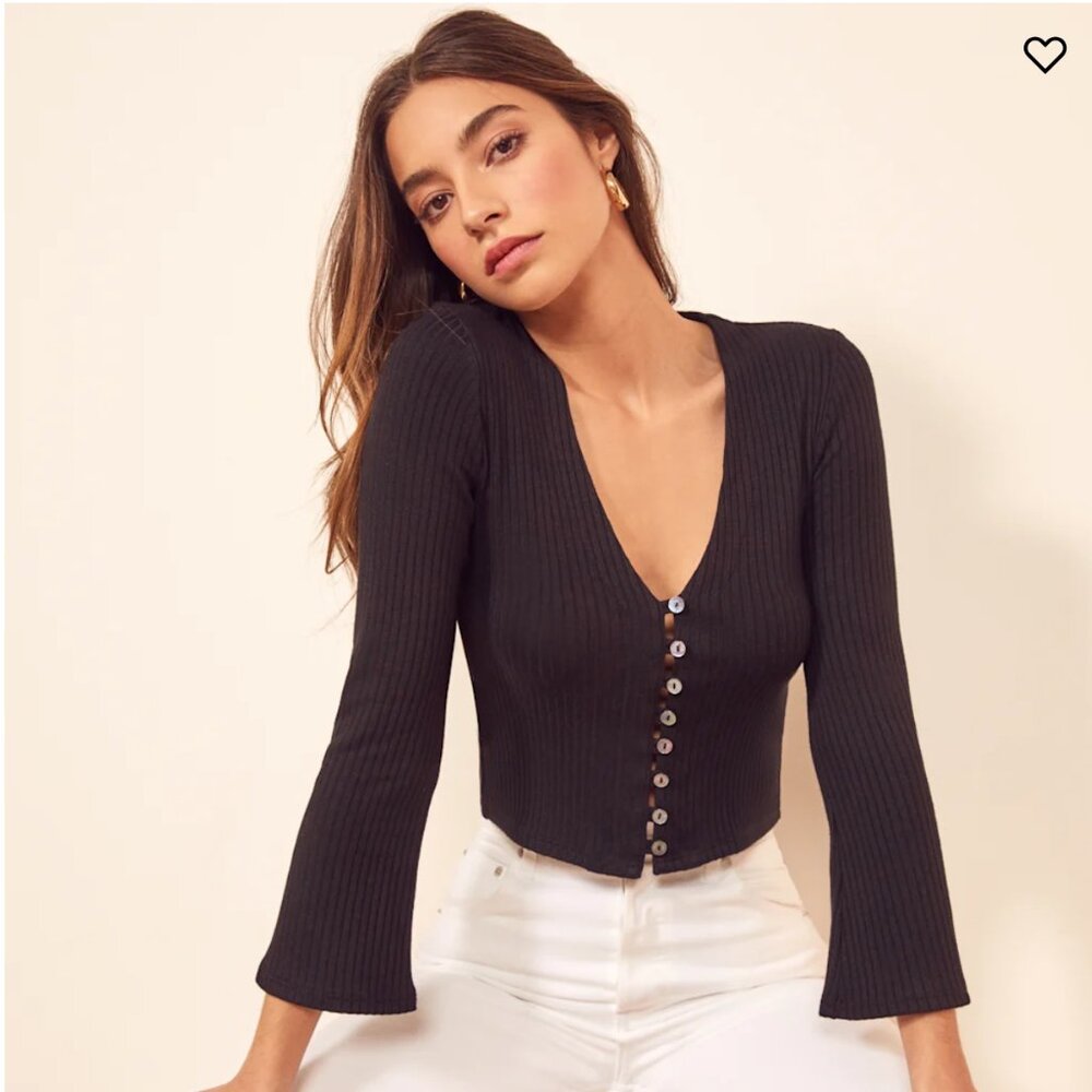 Reformation Gellar Knit Top Black - Size XS